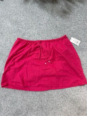 Women's linen beaded Drawstring Skirt- Pink Size XXL A New Day